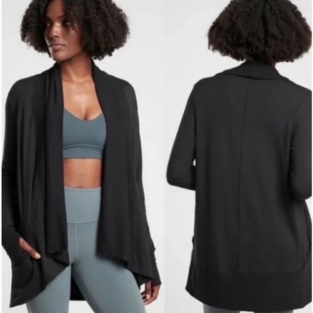 Athleta Prayanama II Wrap Black Cardigan Size Small Yoga